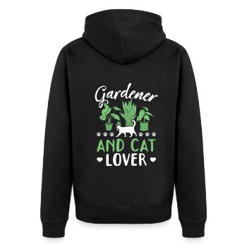 Jardinier amateur d’aménagement paysager et amoureux des chats - Veste à capuche bio Premium Unisexe - noir - Dos - Nico (187cm)