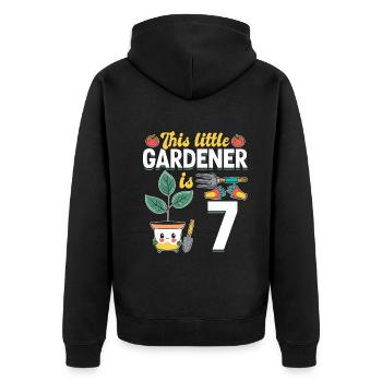 This little Gardener is 7 Years - Kids Gardener - Unisex Premium Bio Zip Hoodie - Schwarz - Hinten - Nico (187cm)