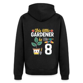 This little Gardener is 8 Years - Kids Gardener - Unisex Premium Bio Zip Hoodie - Schwarz - Hinten - Nico (187cm)