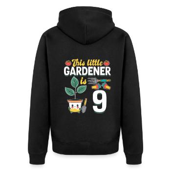 This little Gardener is 9 Years - Kids Gardener - Unisex Premium Bio Zip Hoodie - Schwarz - Hinten - Nico (187cm)