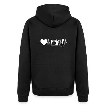 Sewing Heartbeat Heart Sewing Lover Sewing - Unisex Premium Bio Zip Hoodie - Schwarz - Hinten - Nico (187cm)
