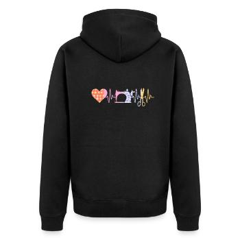 Sewing Heartbeat Heart Sewing - Unisex Premium Bio Zip Hoodie - Schwarz - Hinten - Nico (187cm)