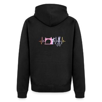 Sewing Heartbeat Heart Sewing Machine - Unisex Premium Bio Zip Hoodie - Schwarz - Hinten - Nico (187cm)