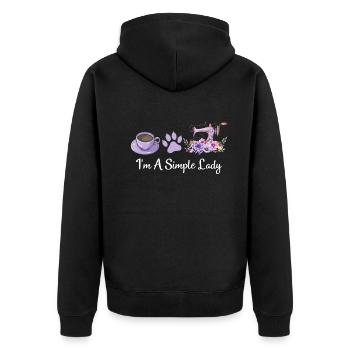 I’m A Simple Lady - Amoureux des chats Amoureux de la couture - Veste à capuche bio Premium Unisexe - noir - Dos - Nico (187cm)