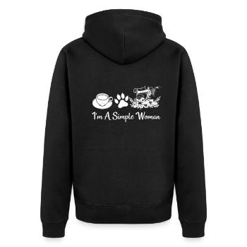 Je suis une femme simple - Amoureux de la couture Amoureux du chat Couture - Veste à capuche bio Premium Unisexe - noir - Dos - Nico (187cm)