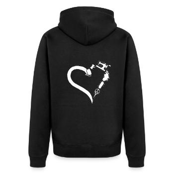 Sewing Lover Sewing Machine Sewing Heart - Unisex Premium Bio Zip Hoodie - Schwarz - Hinten - Nico (187cm)