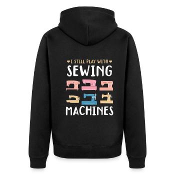 Sewing Lover - Je joue toujours avec des machines à coudre - Veste à capuche bio Premium Unisexe - noir - Dos - Nico (187cm)