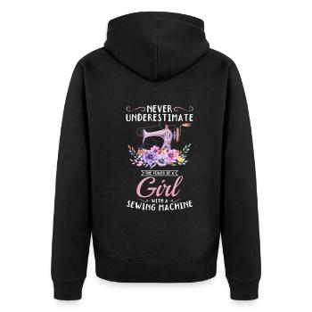 Fille à la machine à coudre - Sewing Girls Seamstre - Veste à capuche bio Premium Unisexe - noir - Dos - Nico (187cm)