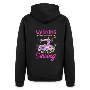 Couture drôle - Avertissement peut parler spontanément - Veste à capuche bio Premium Unisexe - noir - Dos - Nico (187cm)