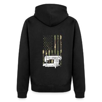 Sewing Camouflage US flag Sewing Machine - Unisex Premium Bio Zip Hoodie - Schwarz - Hinten - Nico (187cm)