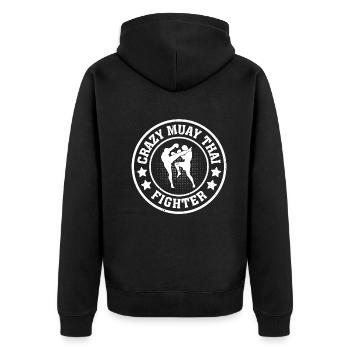 Crazy Muay Thai Fighter - Muay Thai - Unisex Premium Organic Zip Hoodie - black - Back - Nico (187cm)