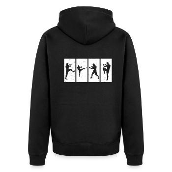 Muay Thai silhouettes Muay Thai fighter - Unisex Premium Organic Zip Hoodie - black - Back - Nico (187cm)