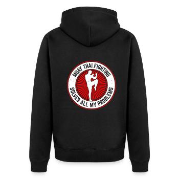 Les combats de Muay Thai résolvent tous mes problèmes - Drôle - Veste à capuche bio Premium Unisexe - noir - Dos - Nico (187cm)