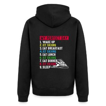 Jet Ski Lover Jet Ski Ma journée parfaite Plan de journée de jet ski - Veste à capuche bio Premium Unisexe - noir - Dos - Nico (187cm)