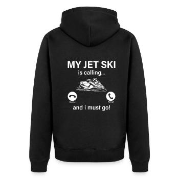 My Jet ski is calling... and i must go! - Funny Je - Unisex Premium Organic Zip Hoodie - black - Back - Nico (187cm)