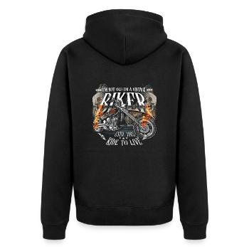 1985 Jahrgang Geburtstag Biker Motorrad - Unisex Premium Bio Zip Hoodie - Schwarz - Hinten - Nico (187cm)