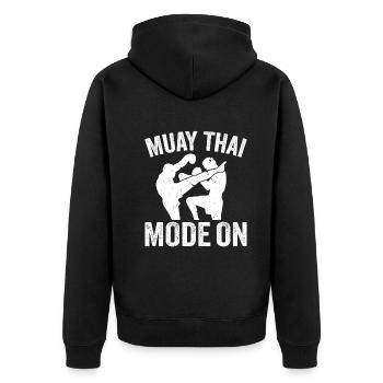 Muay Thai Mode On - Thai Boxing Muay Thai - Unisex Premium Organic Zip Hoodie - black - Back - Nico (187cm)