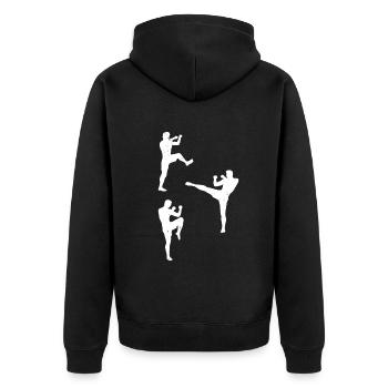 Muay Thai fighter silhouettes Muay Thai Boxing - Unisex Premium Organic Zip Hoodie - black - Back - Nico (187cm)