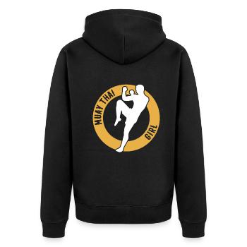 Muay Thai Fighter Muay Thai Girl - Unisex Premium Organic Zip Hoodie - black - Back - Nico (187cm)