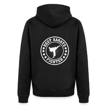 Best Karate Fighter - Karate Fighter Karate - Unisex Premium Organic Zip Hoodie - black - Back - Nico (187cm)