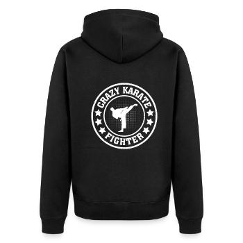 Crazy Karate Fighter - Karate Fighter Karate - Unisex Premium Organic Zip Hoodie - black - Back - Nico (187cm)