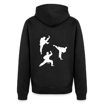 Karate fighter silhouettes Karate Fighter - Unisex Premium Organic Zip Hoodie - black - Back - Nico (187cm)