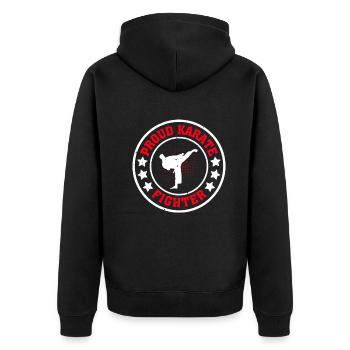 Proud Karate Fighter - Karate Fighting Karate Figh - Unisex Premium Organic Zip Hoodie - black - Back - Nico (187cm)