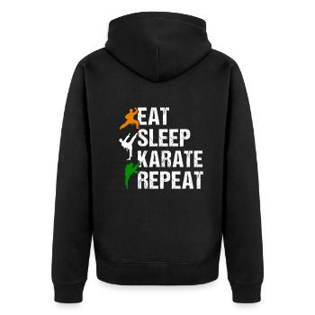 Eat Sleep Karate Repeat - Karate Fighter Karate Fi - Unisex Premium Organic Zip Hoodie - black - Back - Nico (187cm)