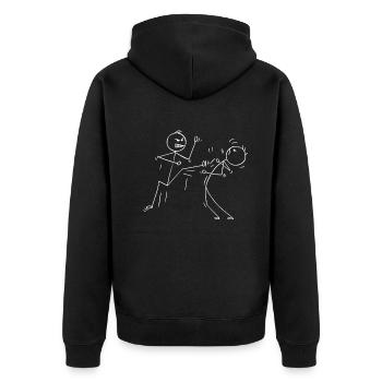 Funny Karate Stick figure karate fighters - Unisex Premium Organic Zip Hoodie - black - Back - Nico (187cm)