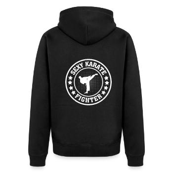 Sexy Karate Fighter - Karate Fighter Karate - Unisex Premium Organic Zip Hoodie - black - Back - Nico (187cm)