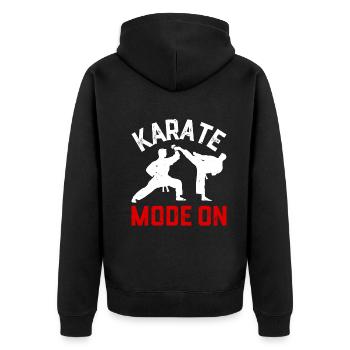 Karate Mode On - Karate Fighter - Unisex Premium Organic Zip Hoodie - black - Back - Nico (187cm)