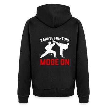 Karate Fighting Mode On - Karate Fighter - Unisex Premium Organic Zip Hoodie - black - Back - Nico (187cm)