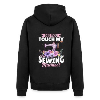 Idées de couture amusantes - Avez-vous touché à mon machi à coudre - Veste à capuche bio Premium Unisexe - noir - Dos - Nico (187cm)