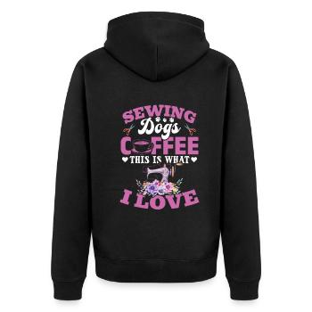 Sewing Dogs Coffee This Is What I Love - Sewing Se - Unisex Premium Organic Zip Hoodie - black - Back - Nico (187cm)