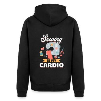Sewing is my cardio - Funny Sewing Ideas Seamstres - Unisex Premium Bio Zip Hoodie - Schwarz - Hinten - Nico (187cm)