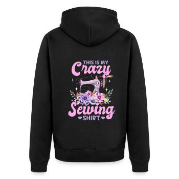 C’est ma chemise de couture folle Funny Sewing Lover - Veste à capuche bio Premium Unisexe - noir - Dos - Nico (187cm)
