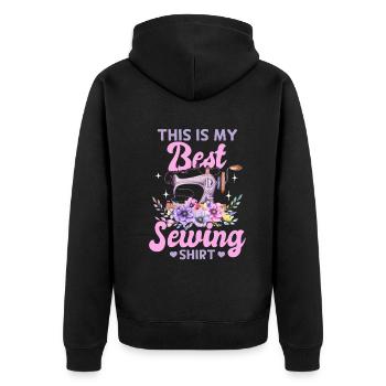 C’est ma meilleure chemise de couture Funny Sewing Lover - Veste à capuche bio Premium Unisexe - noir - Dos - Nico (187cm)
