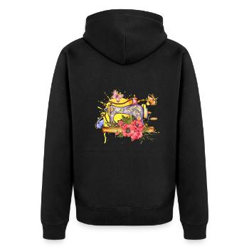 Seamstress Sewing Lover Sewing Machine - Unisex Premium Bio Zip Hoodie - Schwarz - Hinten - Nico (187cm)