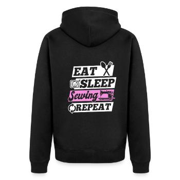 Sewing Lover Seamstress - Eat Sleep Sewing Repeat - Unisex Premium Bio Zip Hoodie - Schwarz - Hinten - Nico (187cm)