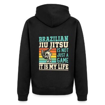 Le Jiu Jitsu Brésilien n’est pas seulement un jeu, c’est mon li - Veste à capuche bio Premium Unisexe - noir - Dos - Nico (187cm)