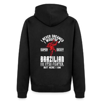 Super sexy Brazilian Jiu Jitsu Fighter - Jiu Jitsu - Unisex Premium Organic Zip Hoodie - black - Back - Nico (187cm)
