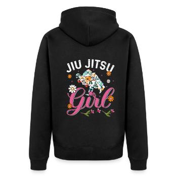 Jiu Jitsu Girl - Funny Brazilian Jiu Jitsu Girl - Unisex Premium Organic Zip Hoodie - black - Back - Nico (187cm)