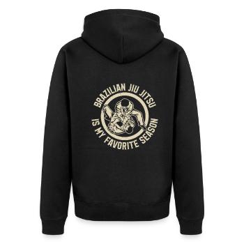 Brazilian Jiu Jitsu - Brazilian Jiu Jitsu Is My Fa - Unisex Premium Organic Zip Hoodie - black - Back - Nico (187cm)