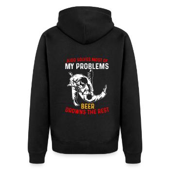 Judo solves most of my problems beer drowns the re - Unisex Premium Organic Zip Hoodie - black - Back - Nico (187cm)