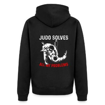 Judo solves all my problems - Funny Judo fighting - Unisex Premium Organic Zip Hoodie - black - Back - Nico (187cm)