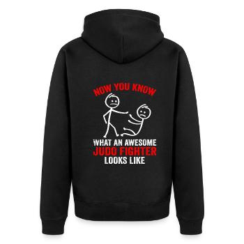 Now You Know What An Awesome judo Fighter Looks Li - Unisex Premium Bio Zip Hoodie - Schwarz - Hinten - Nico (187cm)