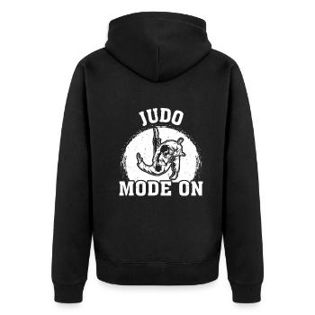 Judo Mode On Funny Judo Fighter - Unisex Premium Organic Zip Hoodie - black - Back - Nico (187cm)