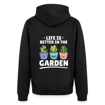 Life is better in the garden - Funny Gardening - Unisex Premium Organic Zip Hoodie - black - Back - Nico (187cm)