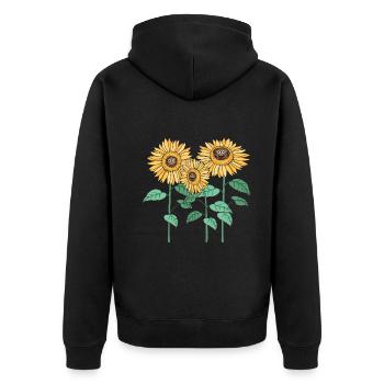Gardening Plant Lover Sunflowers - Unisex Premium Bio Zip Hoodie - Schwarz - Hinten - Nico (187cm)