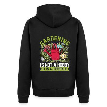 Le jardinage n’est pas un passe-temps, c’est un mode de vie - Lands - Veste à capuche bio Premium Unisexe - noir - Dos - Nico (187cm)